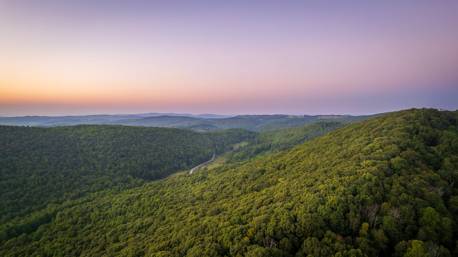 Blue Ridge Mountains at sunset above the Roanoke Valley in southwestern Virginia